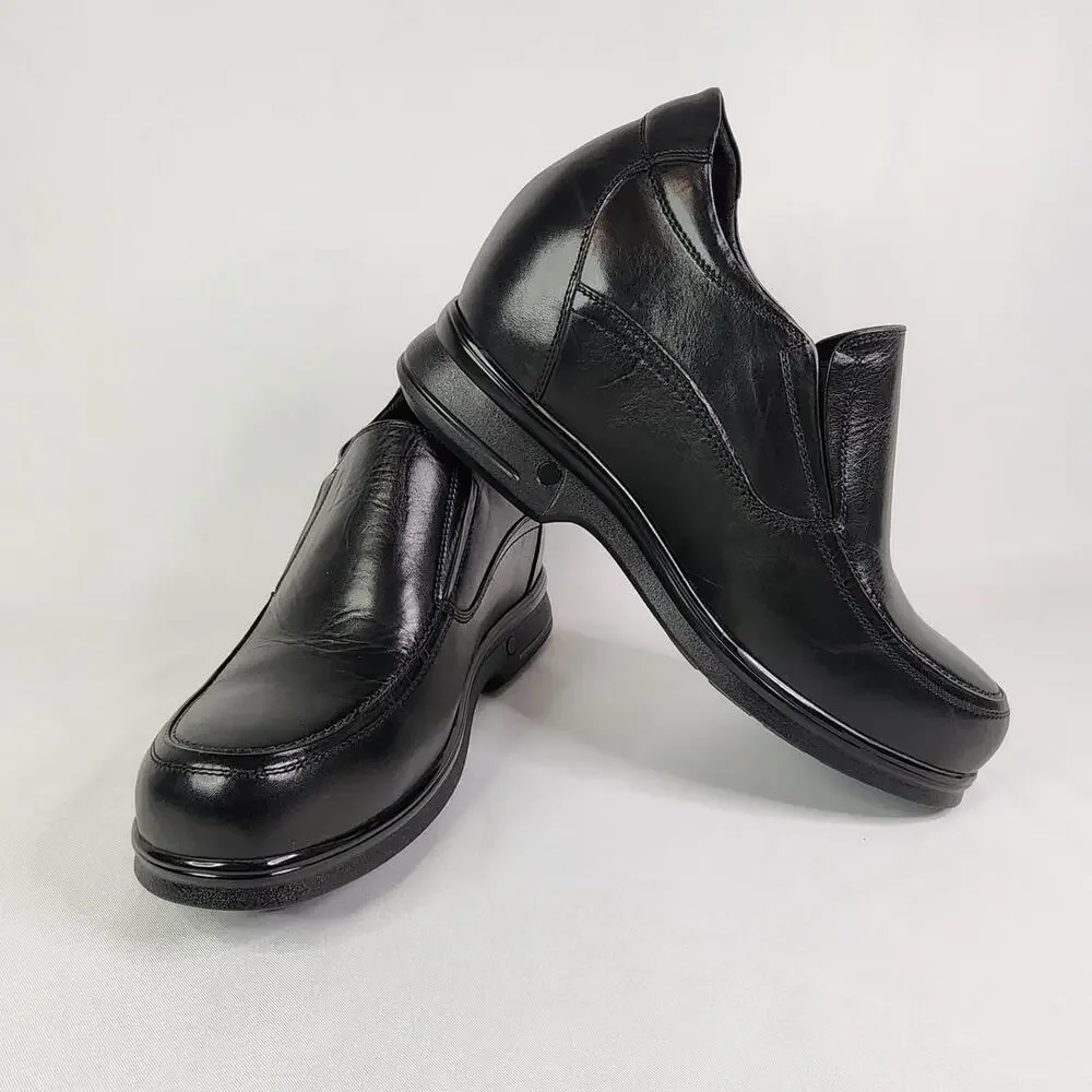 Men's 3 Inch Invisible Height Increasing Elevator Shoes Size 9 Black Leather NEW